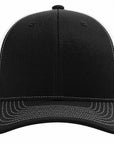 Black and white cap with a white mesh back on a white background