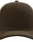 Brown and beige trucker cap on a white background