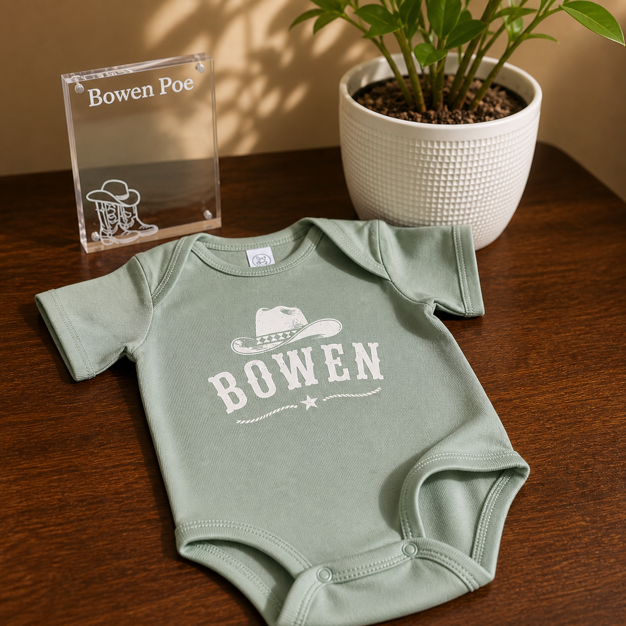 Custom Baby Cowboy Onesie with Name | Western Baby Bodysuit | Personalized Newborn Gift | Rustic Baby Outfit