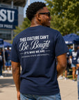 Person wearing a navy blue t-shirt with a message at Jackson State University