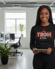 Black long sleeve shirt featuring red TECH logo and be techin’ text.
