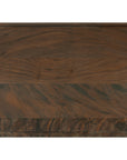 Wooden cutting board with a dark brown finish on a white background