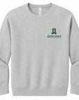 Light gray raglan sweatshirt with small chest logo