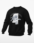 Black crewneck sweatshirt with front bulldog graphic print