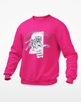 Pink crewneck sweatshirt with front bulldog graphic print