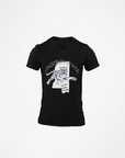 Black v-neck short-sleeve T-shirt with Tigers graphic at center chest