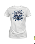 White Jackson State Tigers short-sleeve T-shirt with blue splash graphic