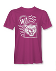 Pink unisex crewneck T-shirt with Tigergram face and 1871 badge graphic