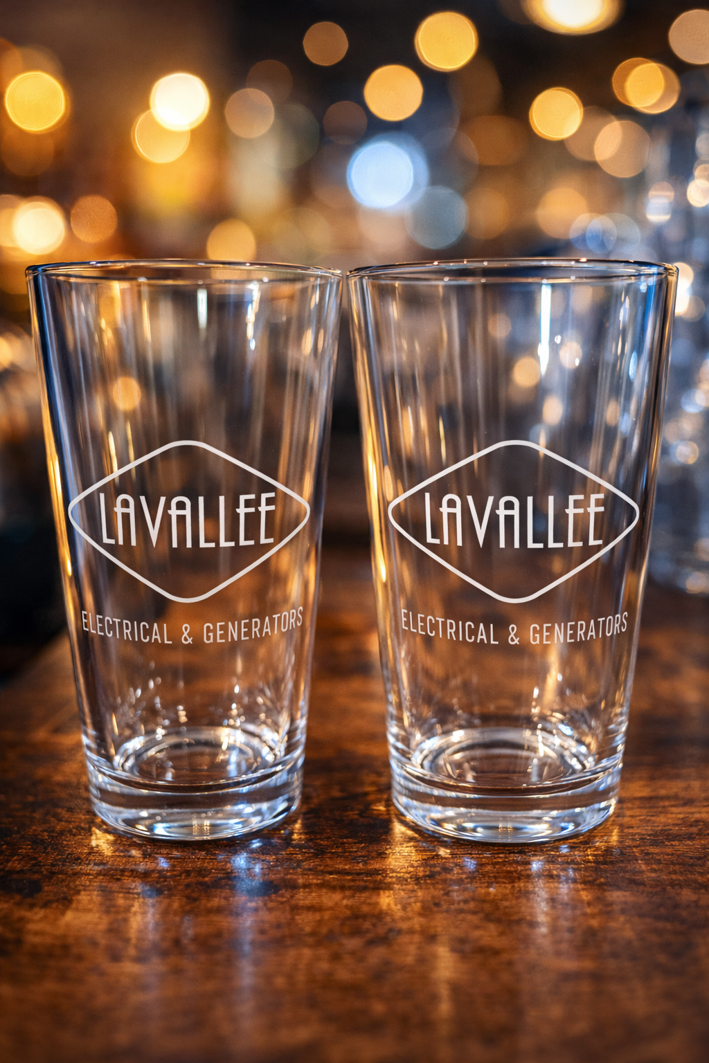 Custom Lavallee Electrical & Generators Beer Pint Glass – Engraved Brewery Glassware