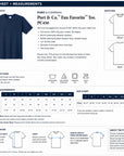 Spec sheet and measurements for Port & Company t-shirt with product details and size chart.