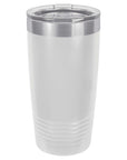 20oz tumbler with clear lid and white metal body