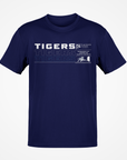 Navy short-sleeve T-shirt with “TIGERS” repeat graphic and team emblem on chest