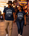 Jackson State alumni couple wearing Nashville Tiger Takeover shirts downtown