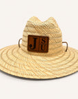 Jackson State University JSU wide brim straw lifeguard hat with walnut and black leatherette patch