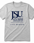 Officially licensed Jackson State University Life Member athletic heather gray T-shirt.