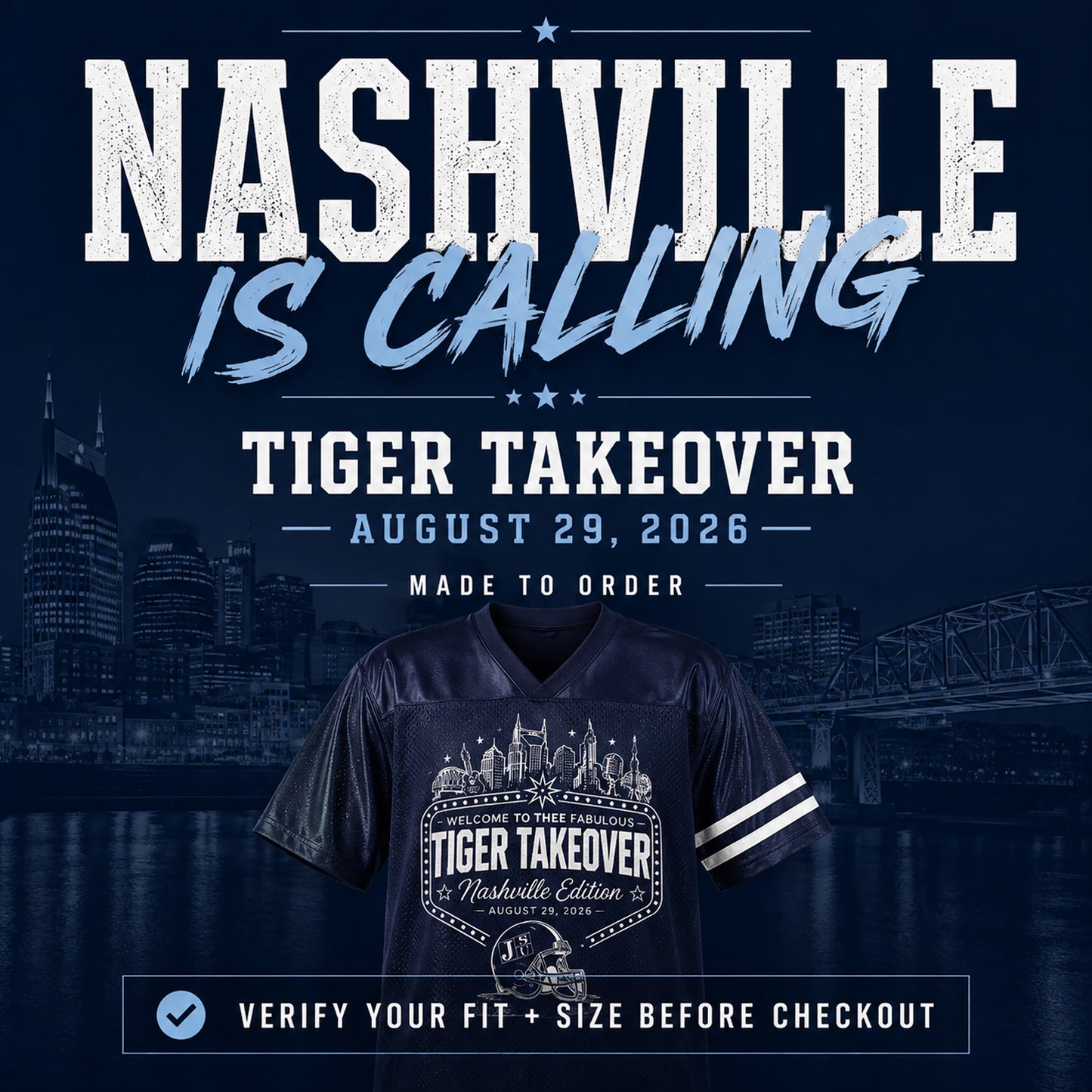 Jackson State Tiger Takeover Nashville Jersey – Unisex & Ladies