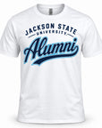 Front view of Jackson State Tigers Alumni Script T-Shirt in white