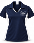 Jackson State Tigers True Navy and White Ladies Performance Polo front view