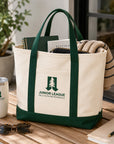 Natural spruce Junior League Palo Alto Mid Peninsula tote bag lifestyle image