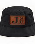 Jackson State Tigers black outdoor bucket hat with walnut and black leatherette JSU patch