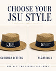 Jackson State straw gambler hat JSU Block Letters and Floating J logo options