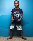 Youth navy blue t-shirt with tiger team graphic on front