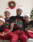 Black short-sleeve T-shirt with 'Jesus is the reason for the season' red/green print