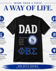 Phi Beta Sigma Dad shirt marketing graphic highlighting fatherhood leadership mentorship and inspiration