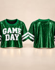 Sequin GAME DAY Jersey Crop Top