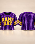 Sequin GAME DAY Jersey Crop Top