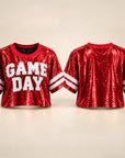 Sequin GAME DAY Jersey Crop Top