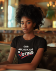 Black short sleeve T-shirt with 'OUR