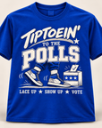 Blue and White Tiptoein’ to the Polls short sleeve T-shirt