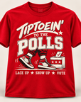 Red and White Tiptoein’ to the Polls short sleeve T-shirt