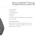 Cropped pullover hoodie product diagram with front and back line drawings