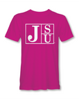 Jackson State University Tigers short-sleeve T-shirt, pink with white block logo