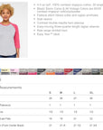 Ladies raglan baseball T-shirt with pink sleeves and heather-gray body, three-quarter length