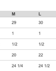 Finished measurements chart: sizes S–3XL with body length, chest, and sleeve lengths