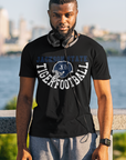 Unisex crew-neck short-sleeve T-shirt with front football logo graphic, black
