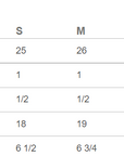 Finished measurements chart for sizes S to 2XL, including body and sleeve lengths