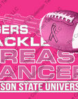 Pink unisex crew-neck T-shirt with pink football and Tigers Tackle Breast Cancer text