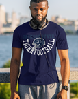 Unisex crew-neck short-sleeve T-shirt with front football logo graphic, blue