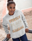 Heather grey crewneck sweatshirt with “Jackson State University” Black & Educated graphic