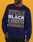 Navy blue crewneck sweatshirt with “Jackson State University” Black & Educated graphic
