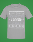 Light gray short-sleeve crew-neck T-shirt with white festive Jackson State Tigers graphic