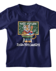 Navy youth crewneck T-shirt with 'Thee Future' front graphic