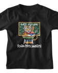 Black youth crewneck T-shirt with 'Thee Future' front graphic