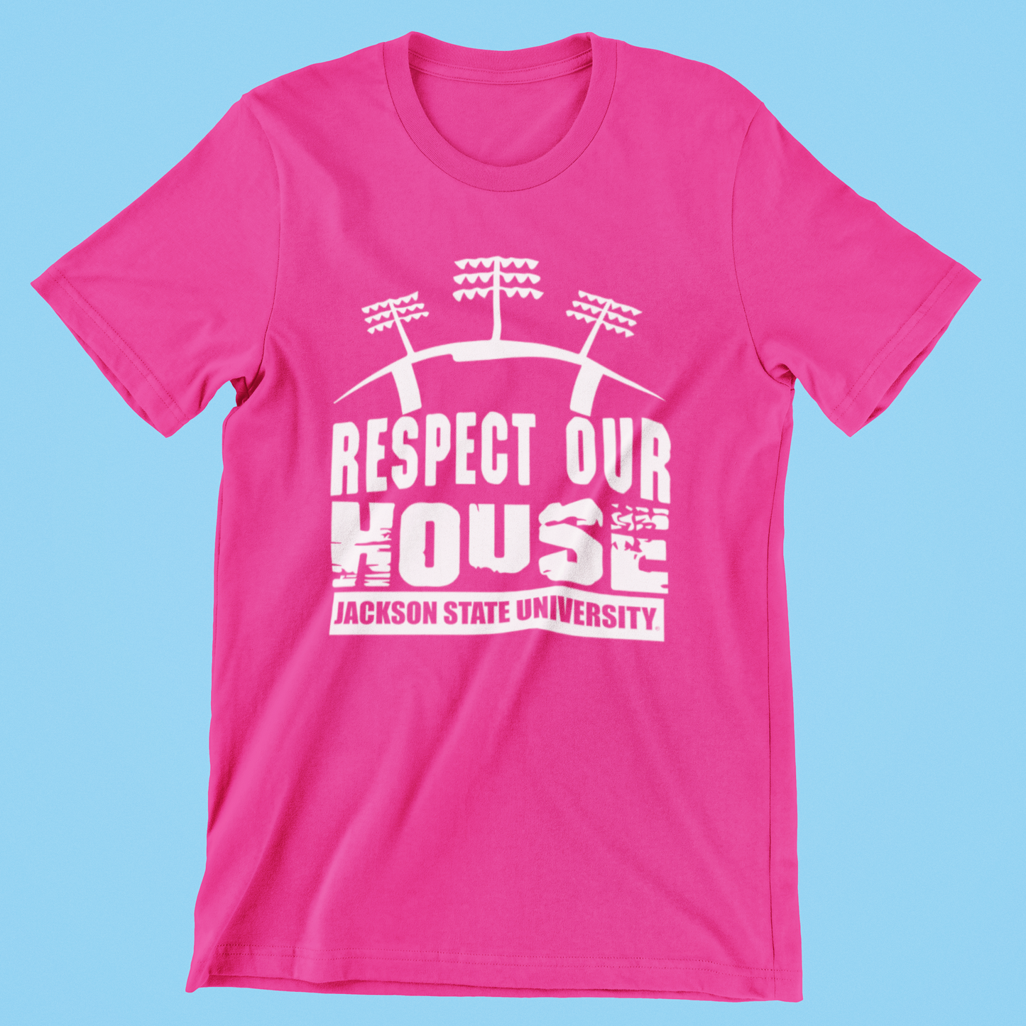 Puff Print Jackson State University Tigers Respect Our House Short Sleeve T-Shirt