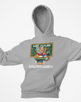 Youth pullover hoodie with hood and chest graphic, athletic heather gray