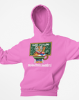 Youth pullover hoodie with hood and chest graphic, pink